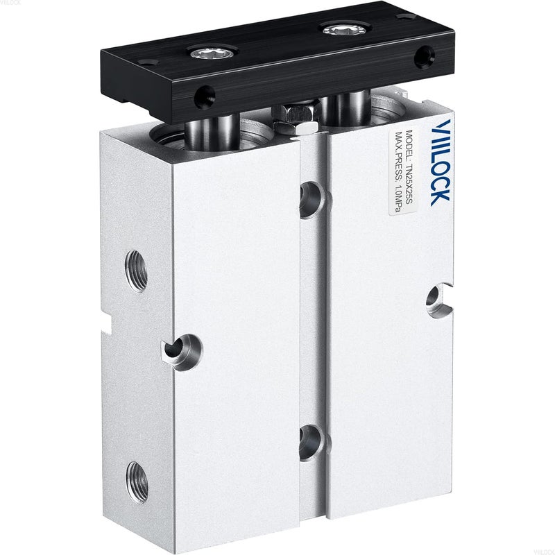 VIILOCK Pneumatic Air Cylinder 25mm Bore 25mm Stroke, Small Air Cylinder Double Rod Double Action TN25x25 - Image 1